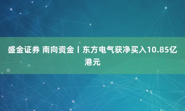 盛金证券 南向资金丨东方电气获净买入10.85亿港元
