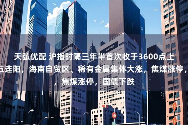 天弘优配 沪指时隔三年半首次收于3600点上方，恒指五连阳，海南自贸区、稀有金属集体大涨，焦煤涨停，国债下跌