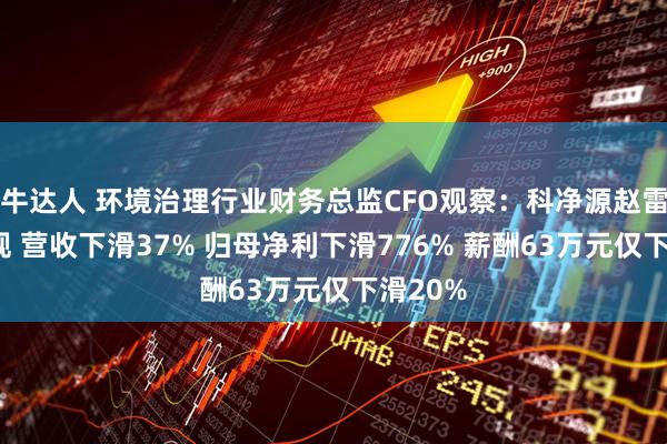 牛达人 环境治理行业财务总监CFO观察：科净源赵雷2次违规 营收下滑37% 归母净利下滑776% 薪酬63万元仅下滑20%