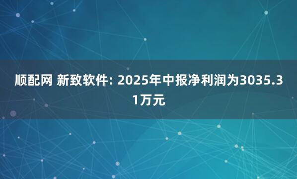 顺配网 新致软件: 2025年中报净利润为3035.31万元