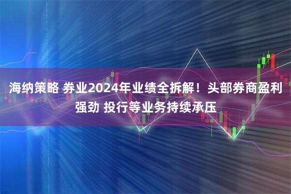 海纳策略 券业2024年业绩全拆解！头部券商盈利强劲 投行等业务持续承压